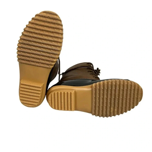 NWOT The Original Duck Boot by Sporto Ariel Lace Up Duck Rain Boots, Tan/Brown 6 - Picture 4 of 14